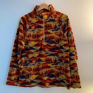 Eddie Bauer Super Soft 1/4 Zip Fleece Pullover Mountain Scene